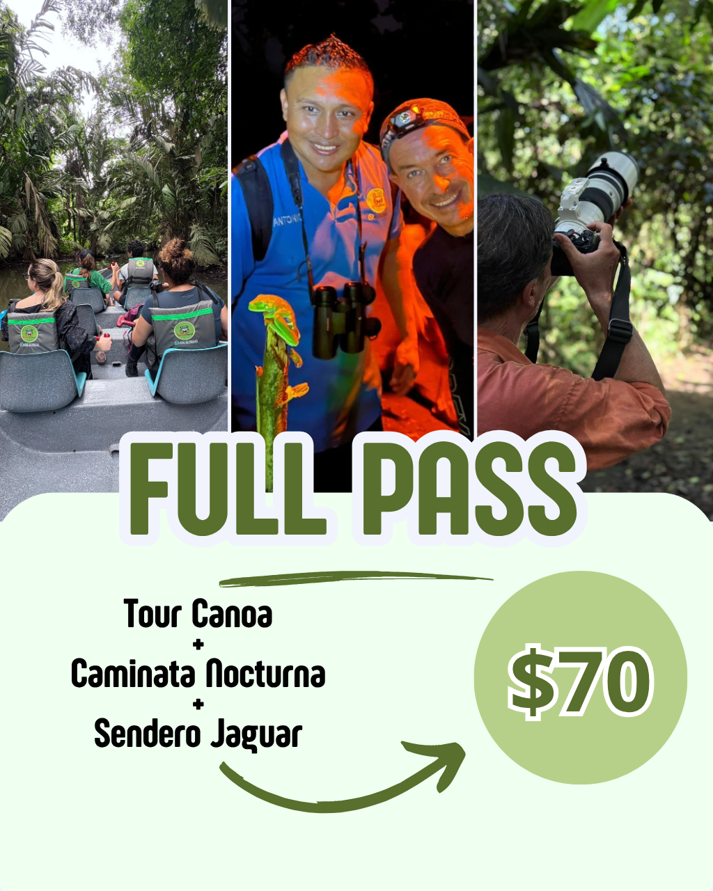 Full Pass tours combinados en Tortuguero